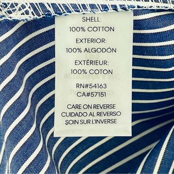 Calvin Klein Blue and White Stripe Button Down Belted Long Sleeve Dress Size 10 - Picture 15 of 15